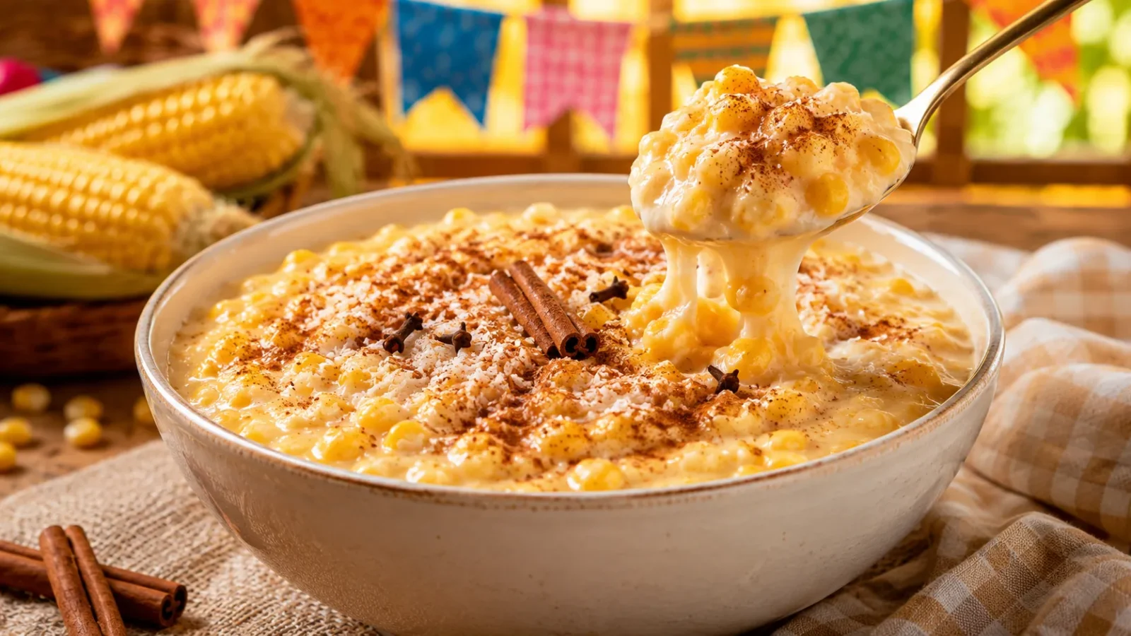 Receita de Canjica Amarela com Leite Condensado e Creme de Leite