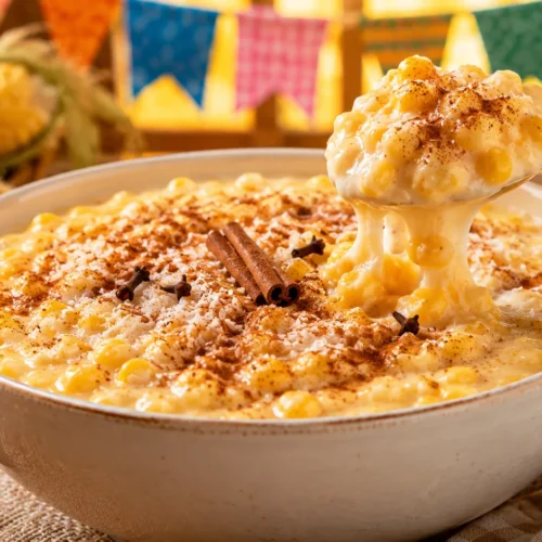 Receita de Canjica Amarela com Leite Condensado e Creme de Leite