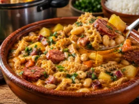 receita de dobradinha com feijão branco e batatas na panela de pressão